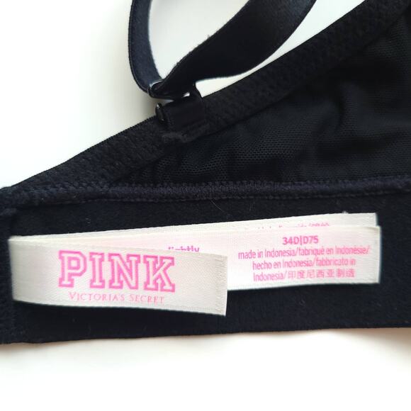 PINK Victoria's Secret Wear Everywhere Wireless Lightly Lined Bra Black 34D - Picture 8 of 10